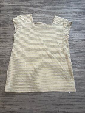 GAP Yellow and White Striped Short Sleeve Tee
